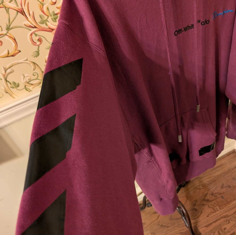 OFF-WHITE X Champion Pullover Hoodie In 2910 Violet Size Large Unisex - Picture 5 of 10